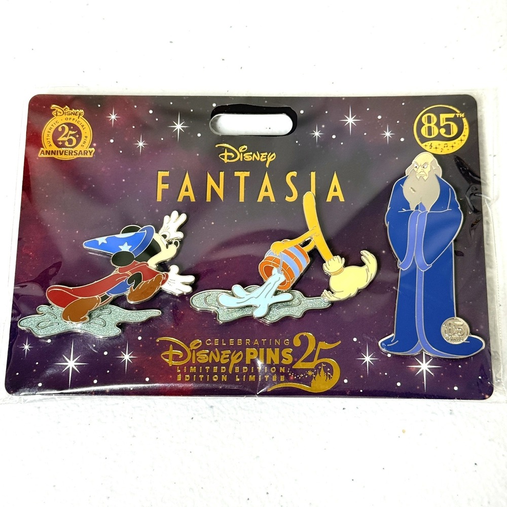 Disney Pin Sorcerers Apprentice 3 Pin Set Fantasia‎ 85th Anniversary Limited NEW